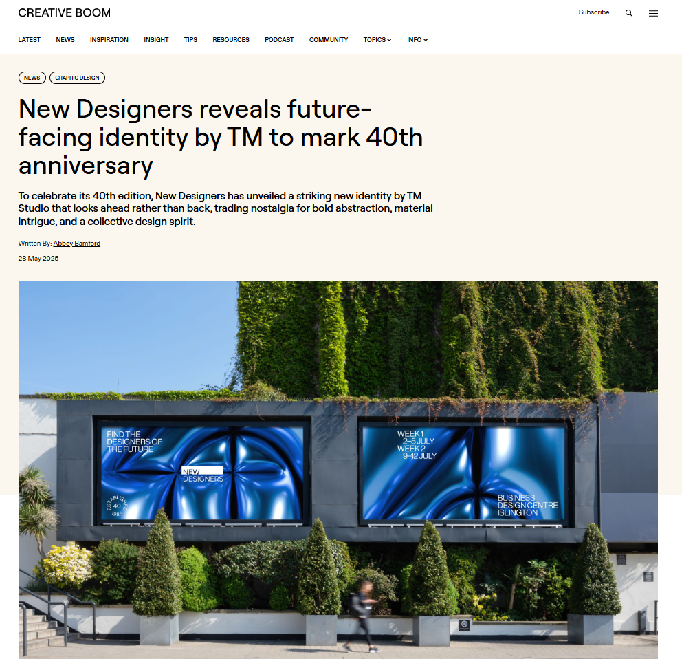 Creative Boom: New Designers reveals future-facing identity by TM to mark 40th anniversary