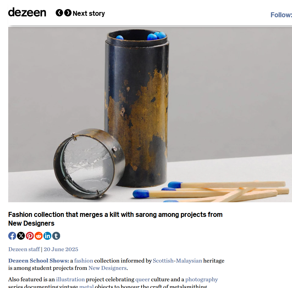 Dezeen: Fashion collection that merges a kilt with sarong among projects from New Designers
