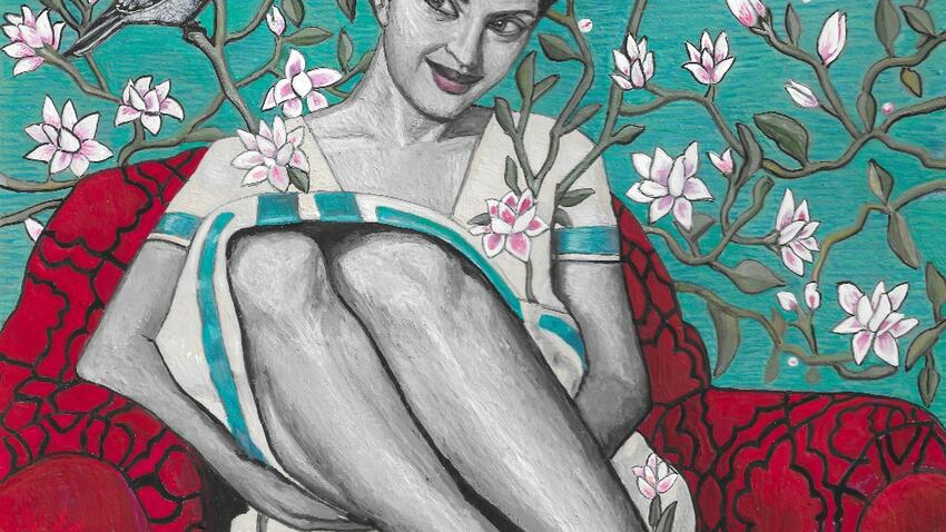 Sohelia Sokhanvari, Wild at Heart (portrait of Pouran Shapoori), 2019. Courtesy of Barbican