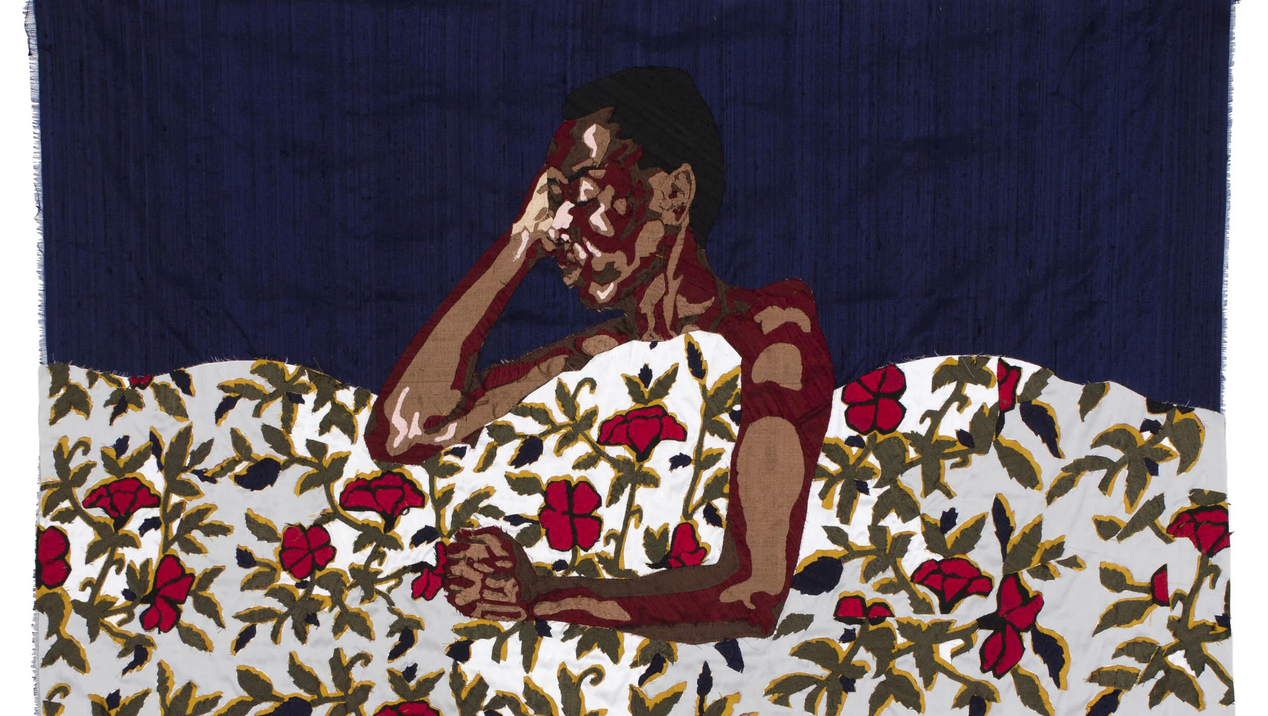 billie zangewa, midnight aura, 100cm x 97cm, hand-stitched silk collage, 2012
