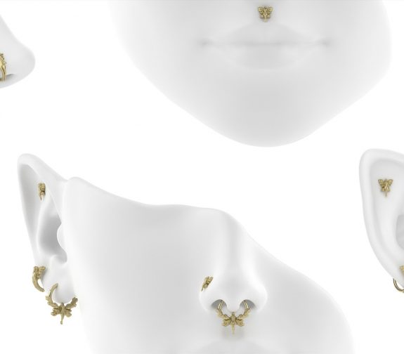 14ct gold piercing collection & display