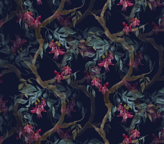 Garden cottage - Fuchsia dark wallpaper
