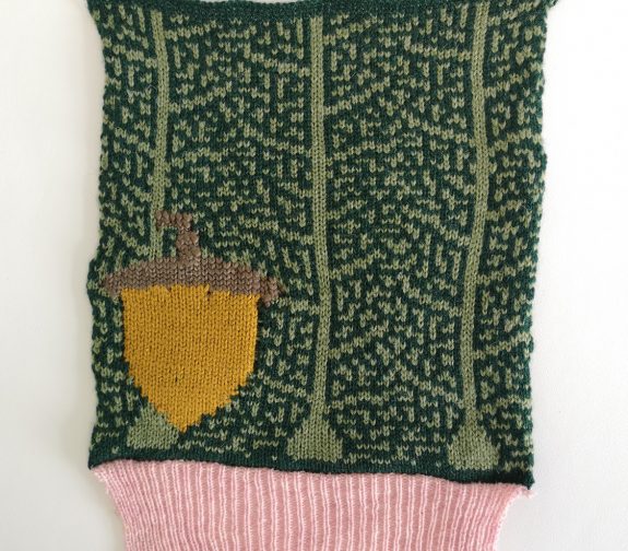 What will we see in the woods today? - Acorn knit sample