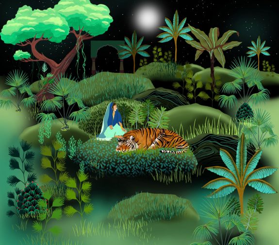Indian nights, a faraway land - The sleeping tiger print