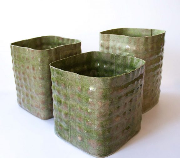 Three square vessels