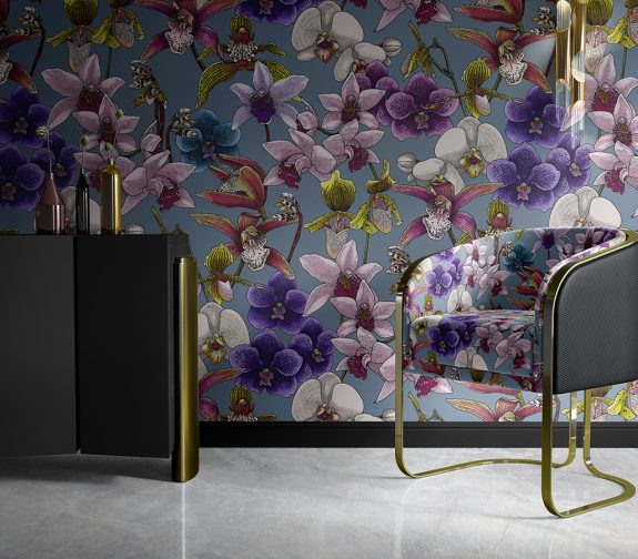 Orchid Daydream Wallpaper and Chair